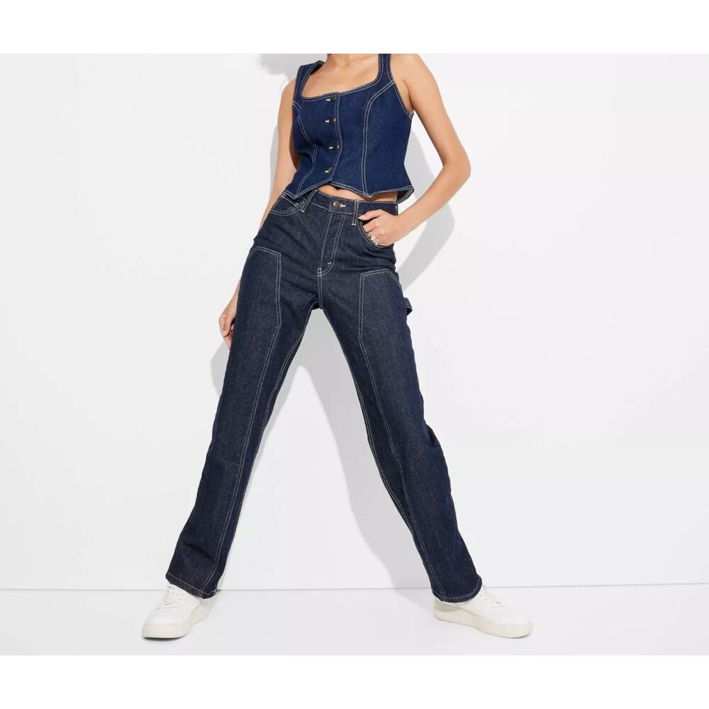 NWT Women's High-Rise Easy Rigid Straight Jeans - Wild Fable™, Size 0